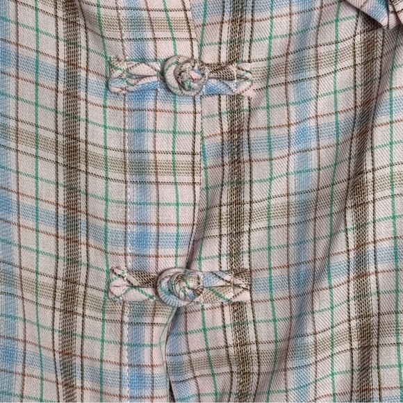 Kina and Tam Plaid & Prejudice Blouse Sz M Coquette Ruffle Romantic Regency Pink - Picture 9 of 16